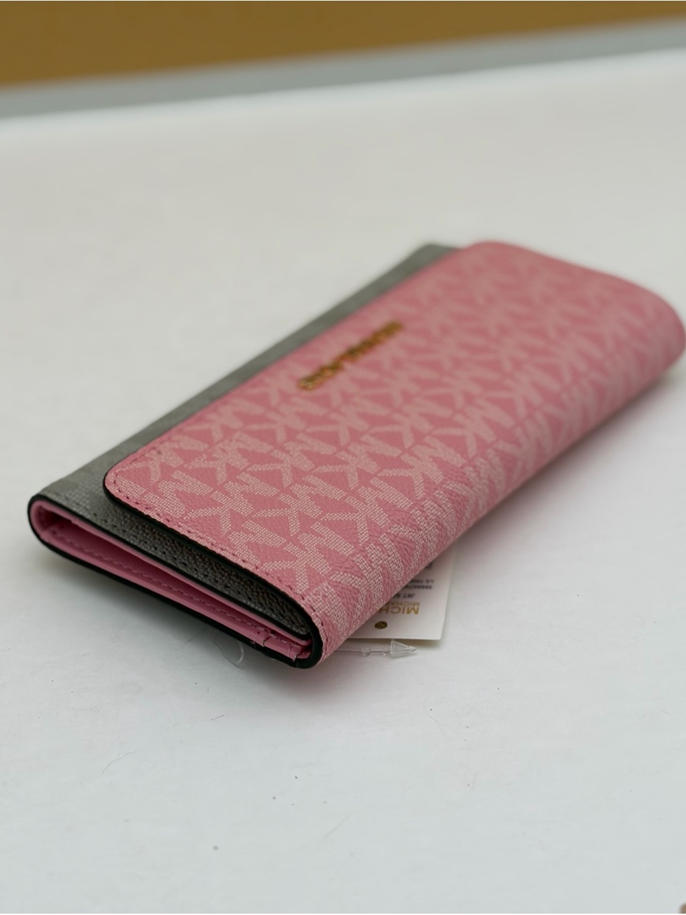Michael Kors Pink and Gray Signature Trifold Wallet - Picture 8 of 11